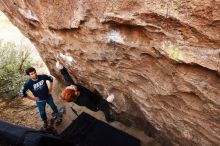 Bouldering in Hueco Tanks on 11/22/2018 with Blue Lizard Climbing and Yoga

Filename: SRM_20181122_1231230.jpg
Aperture: f/5.6
Shutter Speed: 1/250
Body: Canon EOS-1D Mark II
Lens: Canon EF 16-35mm f/2.8 L