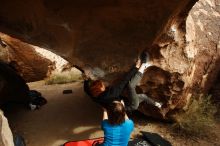 Bouldering in Hueco Tanks on 11/22/2018 with Blue Lizard Climbing and Yoga

Filename: SRM_20181122_1319590.jpg
Aperture: f/5.6
Shutter Speed: 1/800
Body: Canon EOS-1D Mark II
Lens: Canon EF 16-35mm f/2.8 L