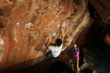 Bouldering in Hueco Tanks on 11/22/2018 with Blue Lizard Climbing and Yoga

Filename: SRM_20181122_1448500.jpg
Aperture: f/8.0
Shutter Speed: 1/250
Body: Canon EOS-1D Mark II
Lens: Canon EF 16-35mm f/2.8 L