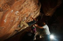 Bouldering in Hueco Tanks on 11/22/2018 with Blue Lizard Climbing and Yoga

Filename: SRM_20181122_1451170.jpg
Aperture: f/8.0
Shutter Speed: 1/250
Body: Canon EOS-1D Mark II
Lens: Canon EF 16-35mm f/2.8 L