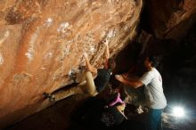 Bouldering in Hueco Tanks on 11/22/2018 with Blue Lizard Climbing and Yoga

Filename: SRM_20181122_1457030.jpg
Aperture: f/8.0
Shutter Speed: 1/250
Body: Canon EOS-1D Mark II
Lens: Canon EF 16-35mm f/2.8 L