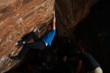 Bouldering in Hueco Tanks on 11/22/2018 with Blue Lizard Climbing and Yoga

Filename: SRM_20181122_1503100.jpg
Aperture: f/8.0
Shutter Speed: 1/250
Body: Canon EOS-1D Mark II
Lens: Canon EF 16-35mm f/2.8 L