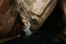 Bouldering in Hueco Tanks on 11/22/2018 with Blue Lizard Climbing and Yoga

Filename: SRM_20181122_1643330.jpg
Aperture: f/8.0
Shutter Speed: 1/250
Body: Canon EOS-1D Mark II
Lens: Canon EF 16-35mm f/2.8 L