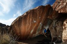 Bouldering in Hueco Tanks on 11/20/2018 with Blue Lizard Climbing and Yoga

Filename: SRM_20181120_1544330.jpg
Aperture: f/8.0
Shutter Speed: 1/250
Body: Canon EOS-1D Mark II
Lens: Canon EF 16-35mm f/2.8 L