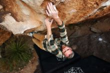 Bouldering in Hueco Tanks on 11/20/2018 with Blue Lizard Climbing and Yoga

Filename: SRM_20181120_1736210.jpg
Aperture: f/4.0
Shutter Speed: 1/250
Body: Canon EOS-1D Mark II
Lens: Canon EF 16-35mm f/2.8 L