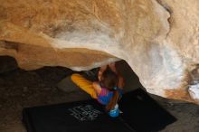 Bouldering in Hueco Tanks on 11/19/2018 with Blue Lizard Climbing and Yoga

Filename: SRM_20181119_1503410.jpg
Aperture: f/2.8
Shutter Speed: 1/200
Body: Canon EOS-1D Mark II
Lens: Canon EF 50mm f/1.8 II