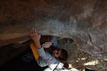 Bouldering in Hueco Tanks on 11/19/2018 with Blue Lizard Climbing and Yoga

Filename: SRM_20181119_1603450.jpg
Aperture: f/2.8
Shutter Speed: 1/250
Body: Canon EOS-1D Mark II
Lens: Canon EF 16-35mm f/2.8 L