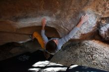 Bouldering in Hueco Tanks on 11/19/2018 with Blue Lizard Climbing and Yoga

Filename: SRM_20181119_1612330.jpg
Aperture: f/2.8
Shutter Speed: 1/250
Body: Canon EOS-1D Mark II
Lens: Canon EF 16-35mm f/2.8 L