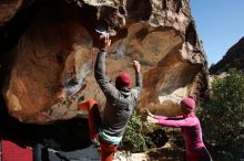 Bouldering in Hueco Tanks on 11/09/2018 with Blue Lizard Climbing and Yoga

Filename: SRM_20181109_1301430.jpg
Aperture: f/8.0
Shutter Speed: 1/250
Body: Canon EOS-1D Mark II
Lens: Canon EF 16-35mm f/2.8 L