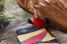 Bouldering in Hueco Tanks on 11/09/2018 with Blue Lizard Climbing and Yoga

Filename: SRM_20181109_1709370.jpg
Aperture: f/2.8
Shutter Speed: 1/400
Body: Canon EOS-1D Mark II
Lens: Canon EF 85mm f/1.2 L II