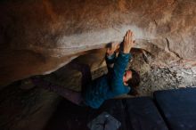 Bouldering in Hueco Tanks on 12/01/2018 with Blue Lizard Climbing and Yoga

Filename: SRM_20181201_1101020.jpg
Aperture: f/2.8
Shutter Speed: 1/160
Body: Canon EOS-1D Mark II
Lens: Canon EF 16-35mm f/2.8 L