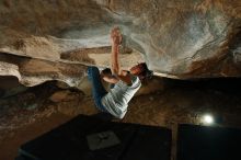 Bouldering in Hueco Tanks on 12/01/2018 with Blue Lizard Climbing and Yoga

Filename: SRM_20181201_1106180.jpg
Aperture: f/8.0
Shutter Speed: 1/250
Body: Canon EOS-1D Mark II
Lens: Canon EF 16-35mm f/2.8 L