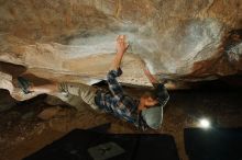 Bouldering in Hueco Tanks on 12/01/2018 with Blue Lizard Climbing and Yoga

Filename: SRM_20181201_1109170.jpg
Aperture: f/8.0
Shutter Speed: 1/250
Body: Canon EOS-1D Mark II
Lens: Canon EF 16-35mm f/2.8 L