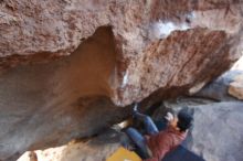 Bouldering in Hueco Tanks on 12/01/2018 with Blue Lizard Climbing and Yoga

Filename: SRM_20181201_1326580.jpg
Aperture: f/3.5
Shutter Speed: 1/250
Body: Canon EOS-1D Mark II
Lens: Canon EF 16-35mm f/2.8 L