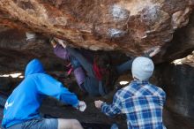 Bouldering in Hueco Tanks on 12/01/2018 with Blue Lizard Climbing and Yoga

Filename: SRM_20181201_1358130.jpg
Aperture: f/4.0
Shutter Speed: 1/400
Body: Canon EOS-1D Mark II
Lens: Canon EF 50mm f/1.8 II