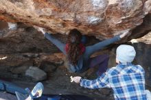 Bouldering in Hueco Tanks on 12/01/2018 with Blue Lizard Climbing and Yoga

Filename: SRM_20181201_1358180.jpg
Aperture: f/4.0
Shutter Speed: 1/250
Body: Canon EOS-1D Mark II
Lens: Canon EF 50mm f/1.8 II