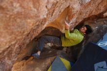 Bouldering in Hueco Tanks on 12/01/2018 with Blue Lizard Climbing and Yoga

Filename: SRM_20181201_1437520.jpg
Aperture: f/4.0
Shutter Speed: 1/250
Body: Canon EOS-1D Mark II
Lens: Canon EF 50mm f/1.8 II