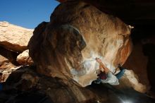 Bouldering in Hueco Tanks on 12/01/2018 with Blue Lizard Climbing and Yoga

Filename: SRM_20181201_1527460.jpg
Aperture: f/8.0
Shutter Speed: 1/250
Body: Canon EOS-1D Mark II
Lens: Canon EF 16-35mm f/2.8 L