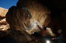 Bouldering in Hueco Tanks on 12/01/2018 with Blue Lizard Climbing and Yoga

Filename: SRM_20181201_1616570.jpg
Aperture: f/8.0
Shutter Speed: 1/250
Body: Canon EOS-1D Mark II
Lens: Canon EF 16-35mm f/2.8 L