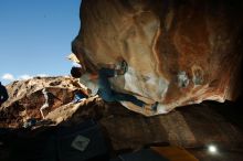 Bouldering in Hueco Tanks on 12/01/2018 with Blue Lizard Climbing and Yoga

Filename: SRM_20181201_1620300.jpg
Aperture: f/8.0
Shutter Speed: 1/250
Body: Canon EOS-1D Mark II
Lens: Canon EF 16-35mm f/2.8 L