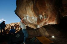 Bouldering in Hueco Tanks on 12/01/2018 with Blue Lizard Climbing and Yoga

Filename: SRM_20181201_1624530.jpg
Aperture: f/8.0
Shutter Speed: 1/250
Body: Canon EOS-1D Mark II
Lens: Canon EF 16-35mm f/2.8 L