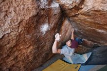 Bouldering in Hueco Tanks on 12/01/2018 with Blue Lizard Climbing and Yoga

Filename: SRM_20181201_1649350.jpg
Aperture: f/4.0
Shutter Speed: 1/250
Body: Canon EOS-1D Mark II
Lens: Canon EF 16-35mm f/2.8 L
