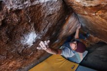 Bouldering in Hueco Tanks on 12/01/2018 with Blue Lizard Climbing and Yoga

Filename: SRM_20181201_1700200.jpg
Aperture: f/3.5
Shutter Speed: 1/250
Body: Canon EOS-1D Mark II
Lens: Canon EF 16-35mm f/2.8 L
