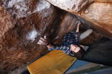 Bouldering in Hueco Tanks on 12/01/2018 with Blue Lizard Climbing and Yoga

Filename: SRM_20181201_1702570.jpg
Aperture: f/3.5
Shutter Speed: 1/250
Body: Canon EOS-1D Mark II
Lens: Canon EF 16-35mm f/2.8 L