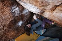 Bouldering in Hueco Tanks on 12/01/2018 with Blue Lizard Climbing and Yoga

Filename: SRM_20181201_1704430.jpg
Aperture: f/3.5
Shutter Speed: 1/250
Body: Canon EOS-1D Mark II
Lens: Canon EF 16-35mm f/2.8 L