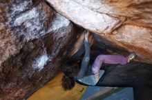 Bouldering in Hueco Tanks on 12/01/2018 with Blue Lizard Climbing and Yoga

Filename: SRM_20181201_1710160.jpg
Aperture: f/3.2
Shutter Speed: 1/200
Body: Canon EOS-1D Mark II
Lens: Canon EF 16-35mm f/2.8 L