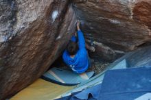 Bouldering in Hueco Tanks on 12/01/2018 with Blue Lizard Climbing and Yoga

Filename: SRM_20181201_1714180.jpg
Aperture: f/2.8
Shutter Speed: 1/250
Body: Canon EOS-1D Mark II
Lens: Canon EF 50mm f/1.8 II