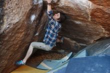 Bouldering in Hueco Tanks on 12/01/2018 with Blue Lizard Climbing and Yoga

Filename: SRM_20181201_1714510.jpg
Aperture: f/2.8
Shutter Speed: 1/250
Body: Canon EOS-1D Mark II
Lens: Canon EF 50mm f/1.8 II