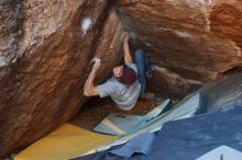 Bouldering in Hueco Tanks on 12/01/2018 with Blue Lizard Climbing and Yoga

Filename: SRM_20181201_1715580.jpg
Aperture: f/3.2
Shutter Speed: 1/250
Body: Canon EOS-1D Mark II
Lens: Canon EF 50mm f/1.8 II