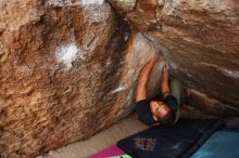 Bouldering in Hueco Tanks on 12/02/2018 with Blue Lizard Climbing and Yoga

Filename: SRM_20181202_1133070.jpg
Aperture: f/3.2
Shutter Speed: 1/250
Body: Canon EOS-1D Mark II
Lens: Canon EF 16-35mm f/2.8 L