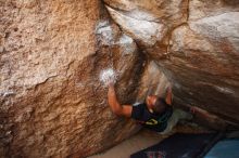 Bouldering in Hueco Tanks on 12/02/2018 with Blue Lizard Climbing and Yoga

Filename: SRM_20181202_1133160.jpg
Aperture: f/3.5
Shutter Speed: 1/250
Body: Canon EOS-1D Mark II
Lens: Canon EF 16-35mm f/2.8 L