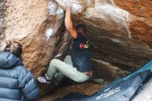 Bouldering in Hueco Tanks on 12/02/2018 with Blue Lizard Climbing and Yoga

Filename: SRM_20181202_1139460.jpg
Aperture: f/3.5
Shutter Speed: 1/250
Body: Canon EOS-1D Mark II
Lens: Canon EF 50mm f/1.8 II