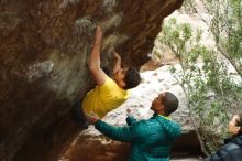 Bouldering in Hueco Tanks on 12/02/2018 with Blue Lizard Climbing and Yoga

Filename: SRM_20181202_1228040.jpg
Aperture: f/4.0
Shutter Speed: 1/250
Body: Canon EOS-1D Mark II
Lens: Canon EF 50mm f/1.8 II