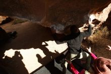 Bouldering in Hueco Tanks on 12/02/2018 with Blue Lizard Climbing and Yoga

Filename: SRM_20181202_1427191.jpg
Aperture: f/11.0
Shutter Speed: 1/250
Body: Canon EOS-1D Mark II
Lens: Canon EF 16-35mm f/2.8 L