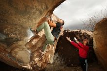 Bouldering in Hueco Tanks on 12/02/2018 with Blue Lizard Climbing and Yoga

Filename: SRM_20181202_1449120.jpg
Aperture: f/8.0
Shutter Speed: 1/250
Body: Canon EOS-1D Mark II
Lens: Canon EF 16-35mm f/2.8 L