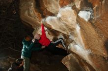 Bouldering in Hueco Tanks on 12/02/2018 with Blue Lizard Climbing and Yoga

Filename: SRM_20181202_1622430.jpg
Aperture: f/7.1
Shutter Speed: 1/250
Body: Canon EOS-1D Mark II
Lens: Canon EF 16-35mm f/2.8 L