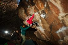 Bouldering in Hueco Tanks on 12/02/2018 with Blue Lizard Climbing and Yoga

Filename: SRM_20181202_1623040.jpg
Aperture: f/7.1
Shutter Speed: 1/250
Body: Canon EOS-1D Mark II
Lens: Canon EF 16-35mm f/2.8 L