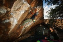 Bouldering in Hueco Tanks on 12/02/2018 with Blue Lizard Climbing and Yoga

Filename: SRM_20181202_1631190.jpg
Aperture: f/7.1
Shutter Speed: 1/250
Body: Canon EOS-1D Mark II
Lens: Canon EF 16-35mm f/2.8 L