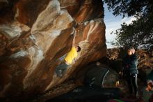 Bouldering in Hueco Tanks on 12/02/2018 with Blue Lizard Climbing and Yoga

Filename: SRM_20181202_1634480.jpg
Aperture: f/7.1
Shutter Speed: 1/250
Body: Canon EOS-1D Mark II
Lens: Canon EF 16-35mm f/2.8 L