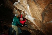 Bouldering in Hueco Tanks on 12/02/2018 with Blue Lizard Climbing and Yoga

Filename: SRM_20181202_1641000.jpg
Aperture: f/7.1
Shutter Speed: 1/250
Body: Canon EOS-1D Mark II
Lens: Canon EF 16-35mm f/2.8 L