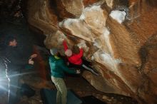 Bouldering in Hueco Tanks on 12/02/2018 with Blue Lizard Climbing and Yoga

Filename: SRM_20181202_1641060.jpg
Aperture: f/7.1
Shutter Speed: 1/250
Body: Canon EOS-1D Mark II
Lens: Canon EF 16-35mm f/2.8 L