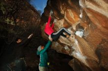 Bouldering in Hueco Tanks on 12/02/2018 with Blue Lizard Climbing and Yoga

Filename: SRM_20181202_1642370.jpg
Aperture: f/7.1
Shutter Speed: 1/250
Body: Canon EOS-1D Mark II
Lens: Canon EF 16-35mm f/2.8 L