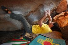 Bouldering in Hueco Tanks on 12/02/2018 with Blue Lizard Climbing and Yoga

Filename: SRM_20181202_1749400.jpg
Aperture: f/3.5
Shutter Speed: 1/200
Body: Canon EOS-1D Mark II
Lens: Canon EF 16-35mm f/2.8 L