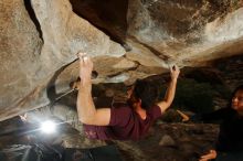 Bouldering in Hueco Tanks on 12/08/2018 with Blue Lizard Climbing and Yoga

Filename: SRM_20181208_1136480.jpg
Aperture: f/8.0
Shutter Speed: 1/250
Body: Canon EOS-1D Mark II
Lens: Canon EF 16-35mm f/2.8 L