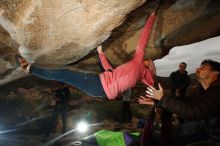 Bouldering in Hueco Tanks on 12/08/2018 with Blue Lizard Climbing and Yoga

Filename: SRM_20181208_1255250.jpg
Aperture: f/8.0
Shutter Speed: 1/250
Body: Canon EOS-1D Mark II
Lens: Canon EF 16-35mm f/2.8 L