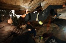 Bouldering in Hueco Tanks on 12/08/2018 with Blue Lizard Climbing and Yoga

Filename: SRM_20181208_1335000.jpg
Aperture: f/8.0
Shutter Speed: 1/200
Body: Canon EOS-1D Mark II
Lens: Canon EF 16-35mm f/2.8 L